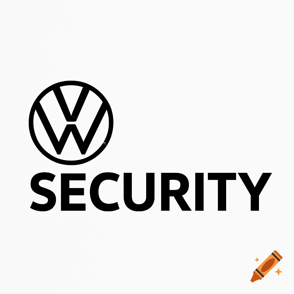 Black and white Volkswagen Security logo with the VW emblem above the bold word SECURITY.