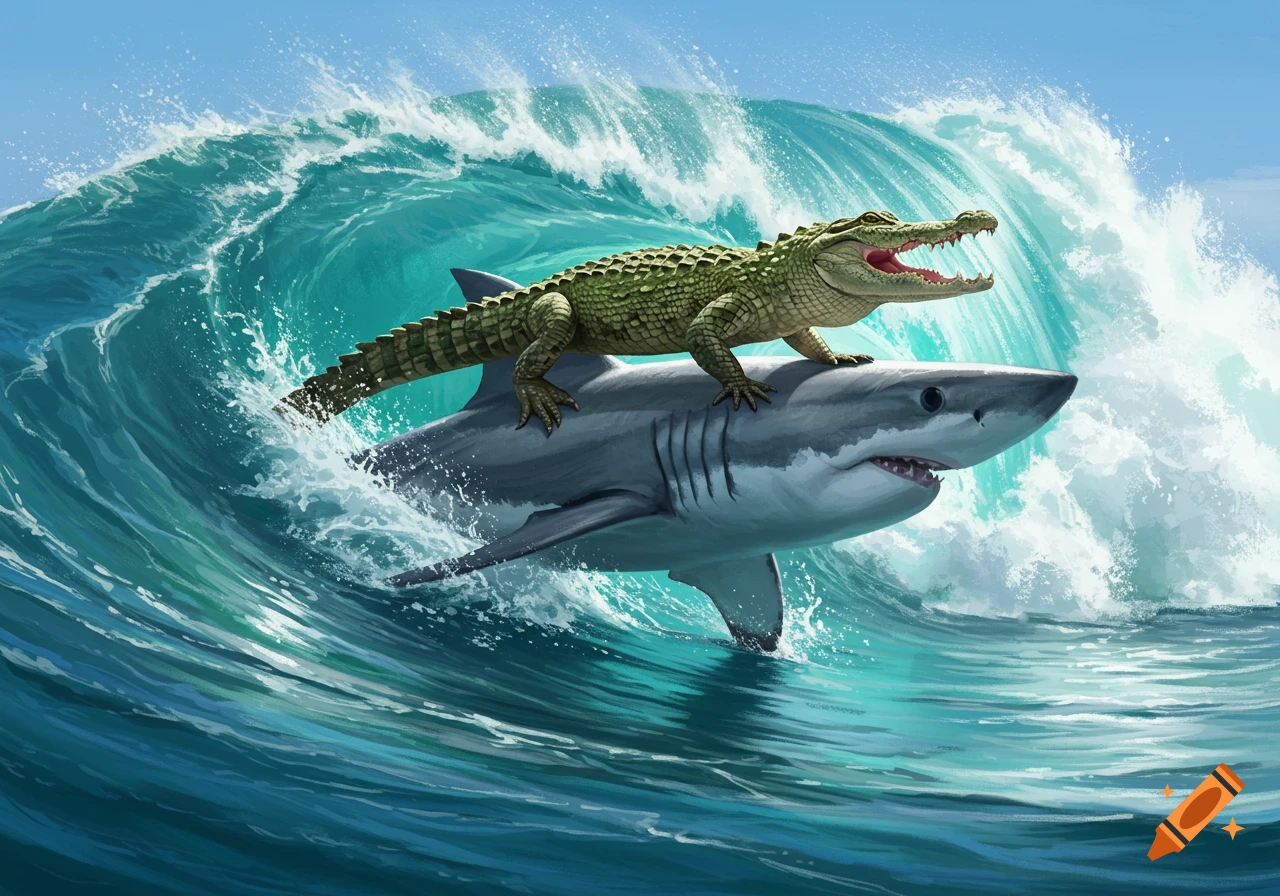 Shark Crocodile created on Craiyon, image size:1280x896
