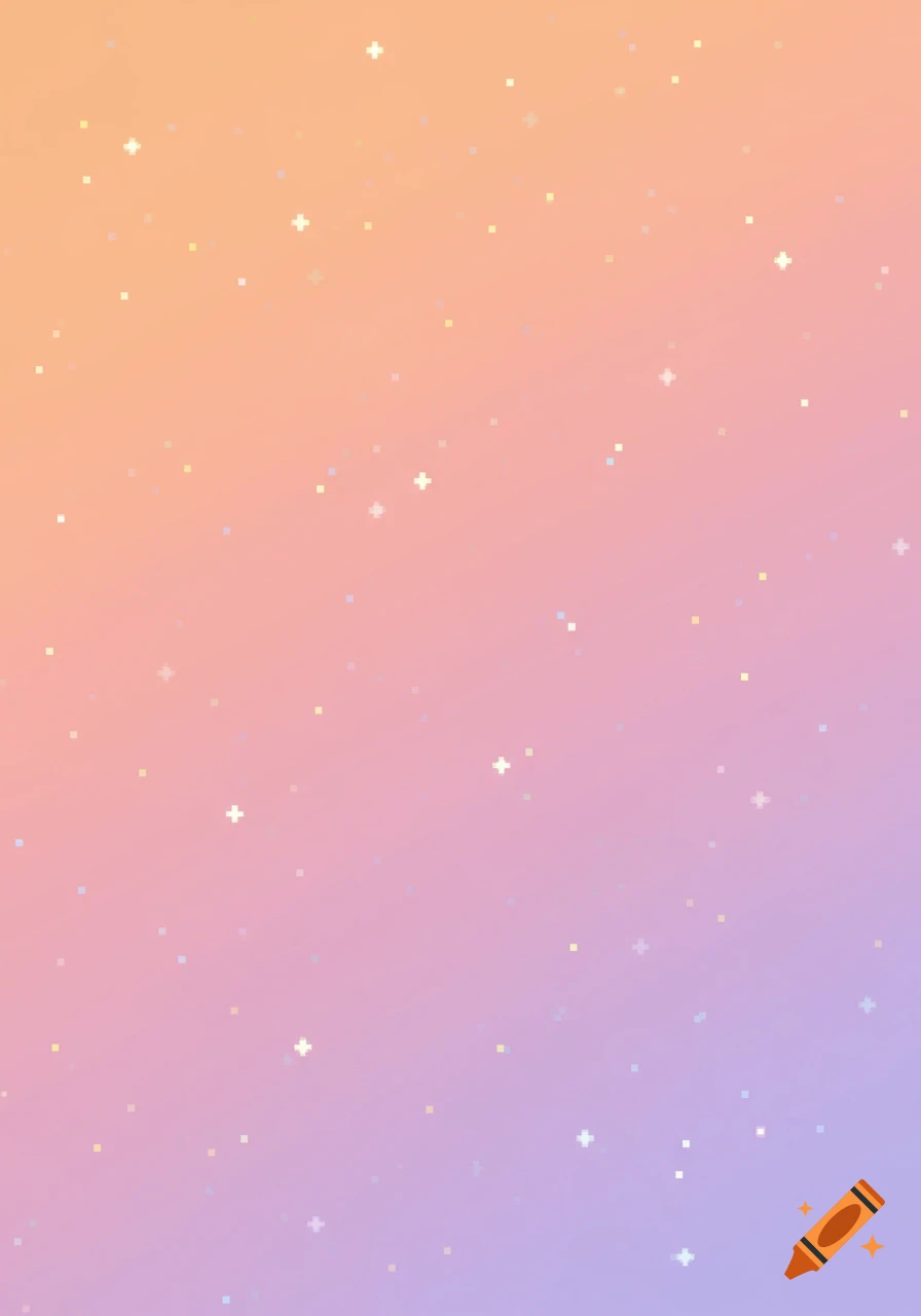 A pixel art pastel gradient background with an orange, pink, and lavender transition, featuring scattered glowing pixel stars.