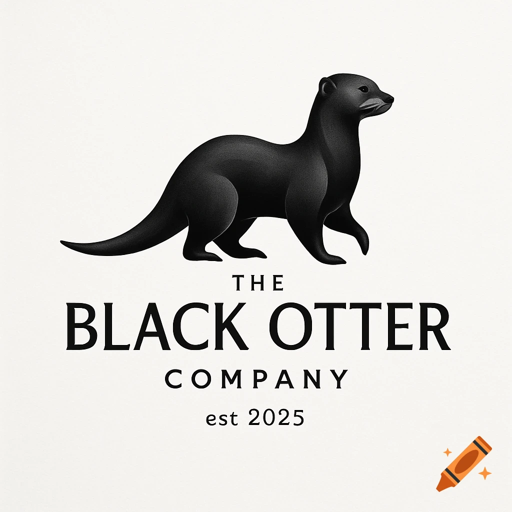 A minimalist logo featuring a stylized black otter above the text 'THE BLACK OTTER COMPANY est 2025' on a light background.