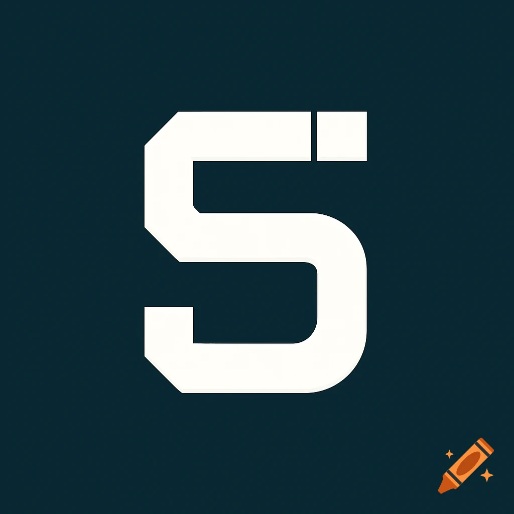 A white, geometric letter S with an inward curve, on a dark blue background.