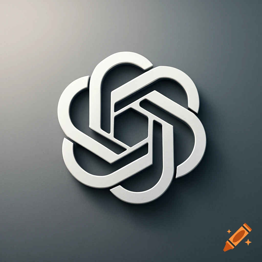 White OpenAI logo, a stylized knot of curved lines, on a dark grey background.