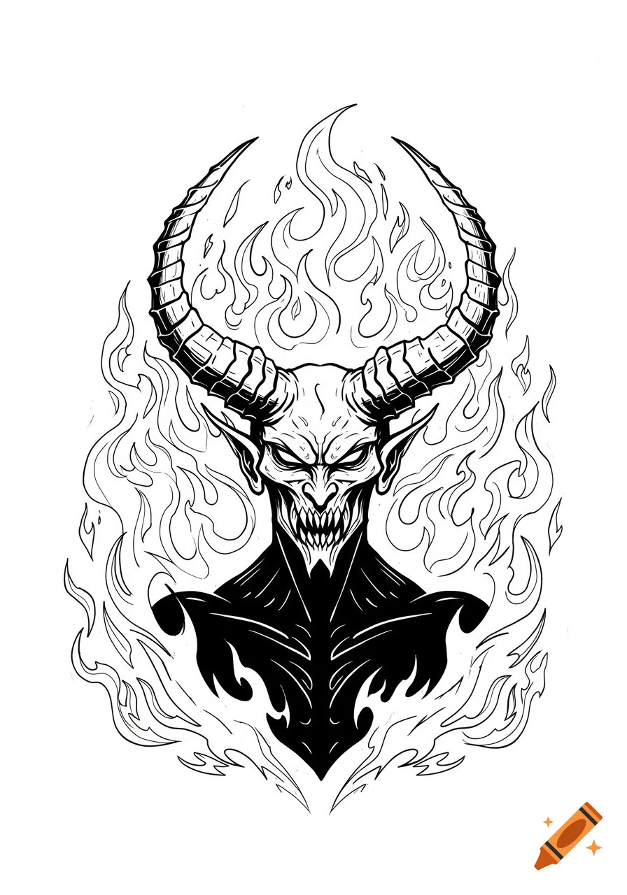 Vector Art of a Devil's Head created on Craiyon, image size:896x1280