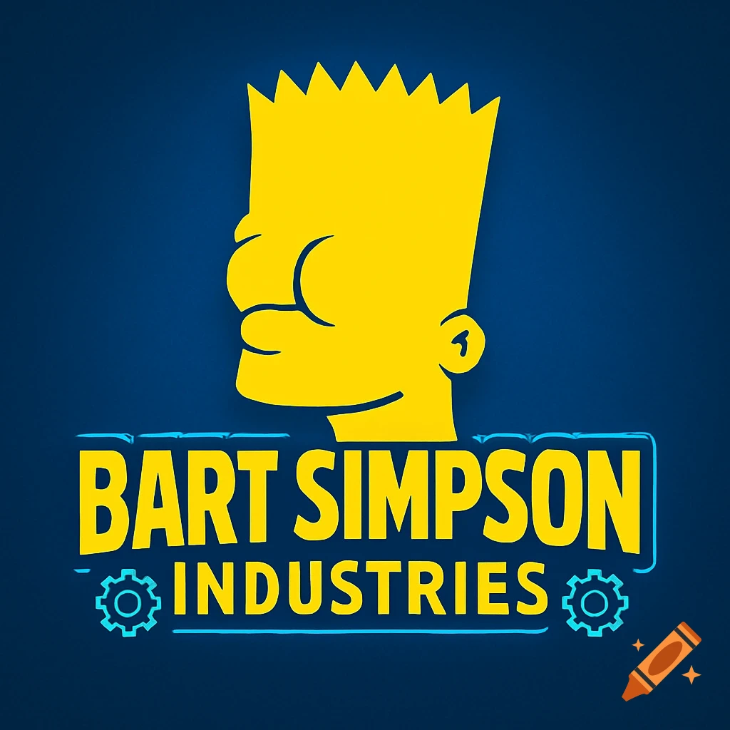 Stylized yellow logo of Bart Simpson's head above the text 'BART SIMPSON INDUSTRIES' on a dark blue background.