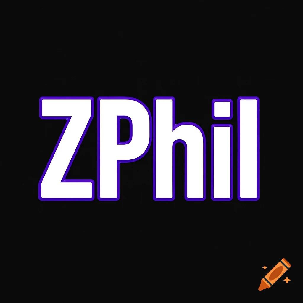 A minimalist logo featuring the text "ZPhil" in bold white letters with a vivid purple outline, centered on a black background.
