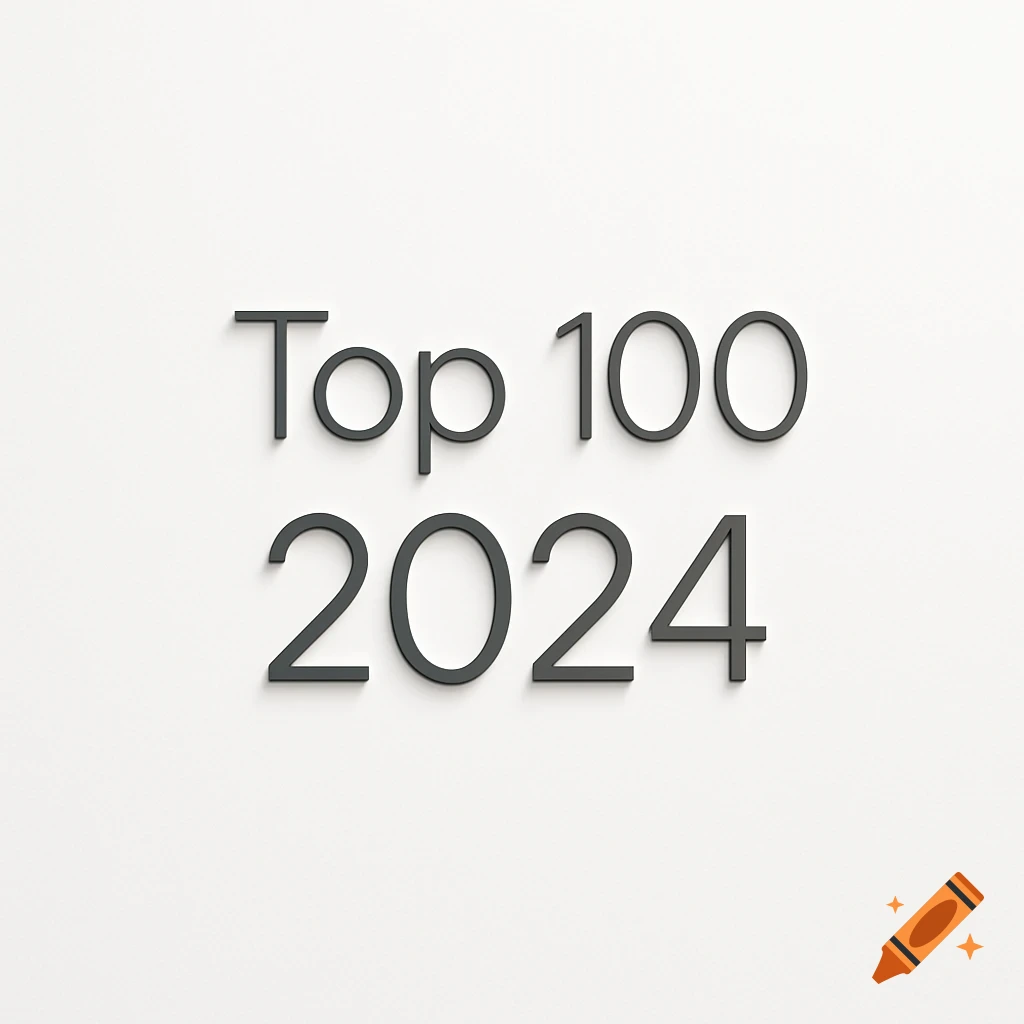 The text 'Top 100 2024' in dark gray with subtle shadows on a clean white background.