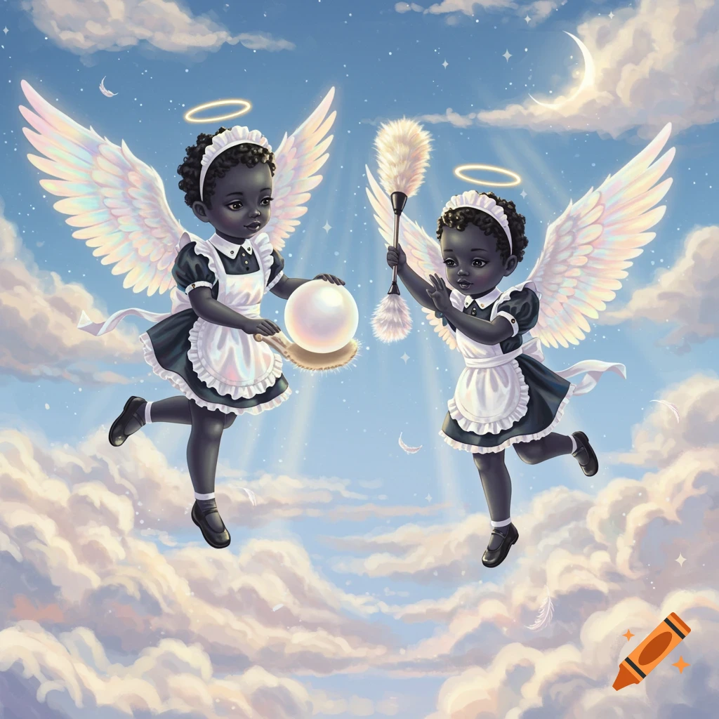 Vintage African American Girl/Angel Holding Teddy – Justscrapin Crafty  Corner, image size:1024x1024