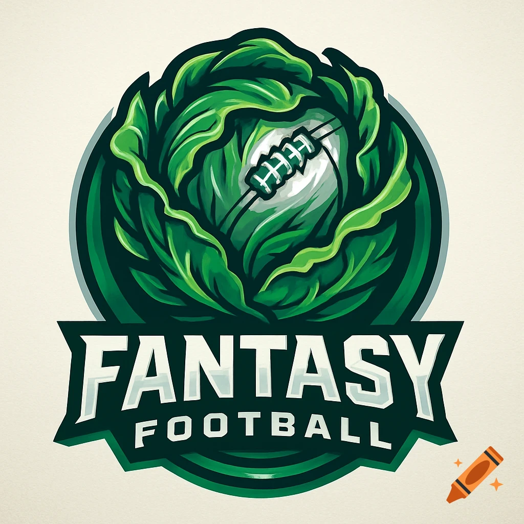A green cabbage logo with a football in the center, and the words 'Fantasy Football' below.