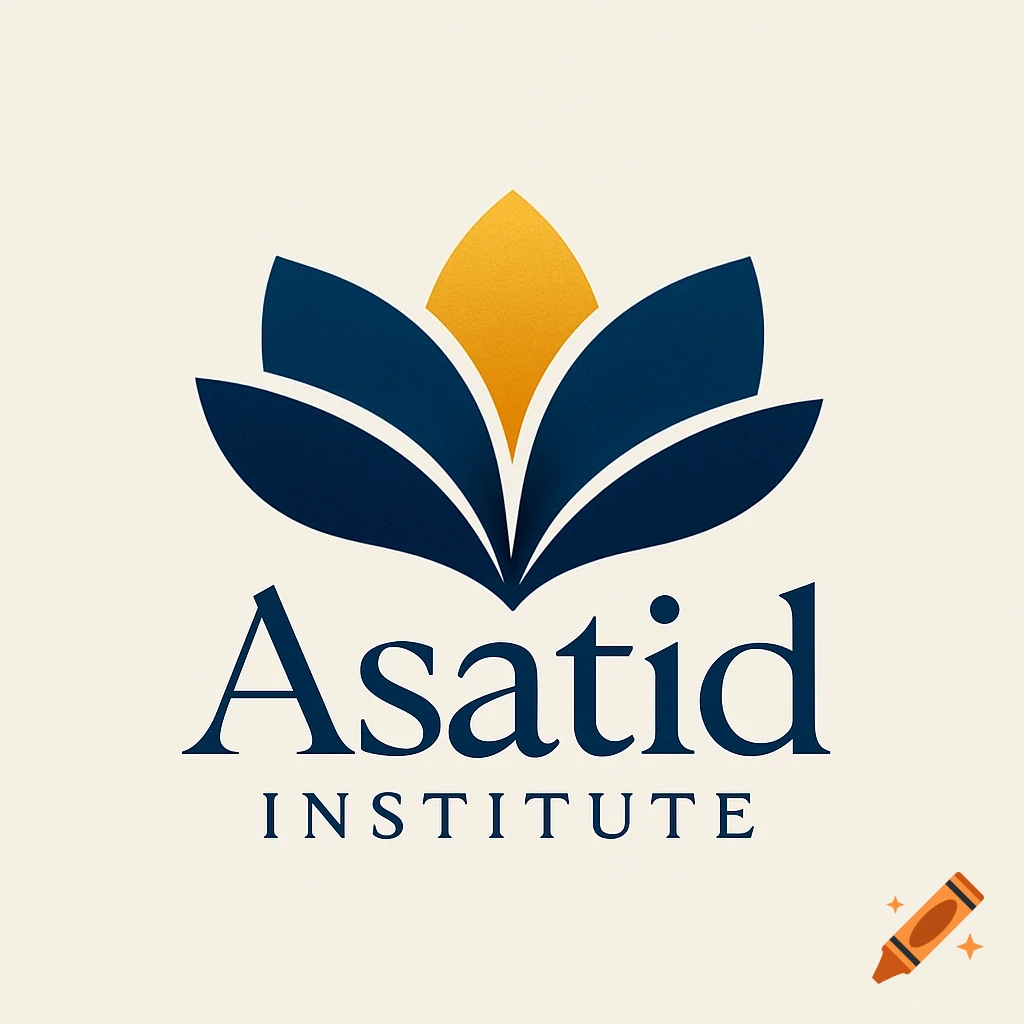 A logo featuring a stylized blue and gold lotus flower design with the text 'Asatid Institute'.