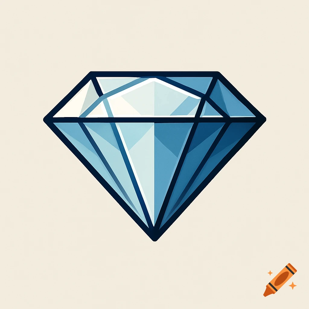 A stylized blue and white diamond logo with a dark outline on a light background.