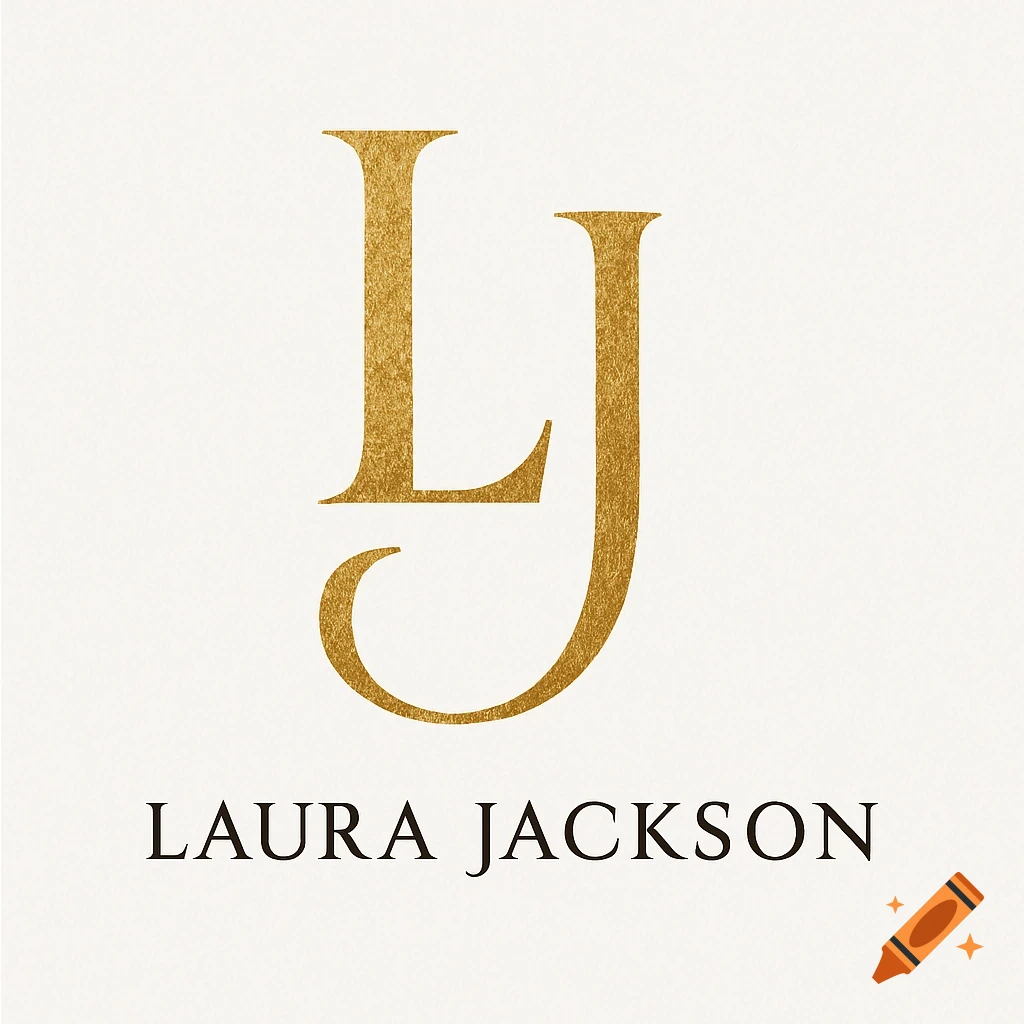 An elegant gold logo with stylized 'LJ' initials above the text 'LAURA JACKSON' on a cream background.