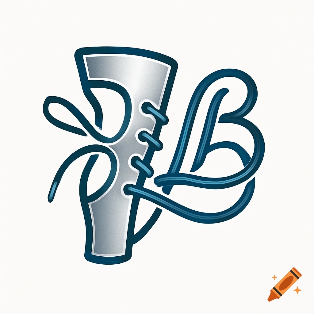 A stylized corporate logo featuring a silver shape resembling the number 7, integrated with blue shoelaces forming the letter B.