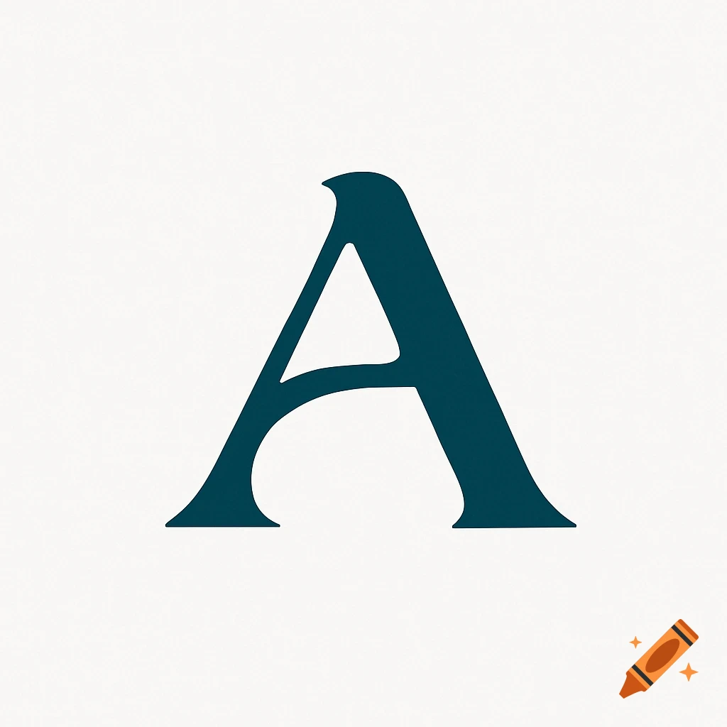 A stylized dark cyan letter A, without a crossbar, on a light textured background, designed as a minimalist corporate logo.