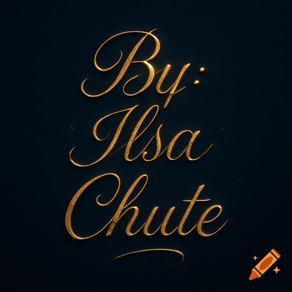 Golden cursive text 'By: Ilsa Chute' on a dark blue background.