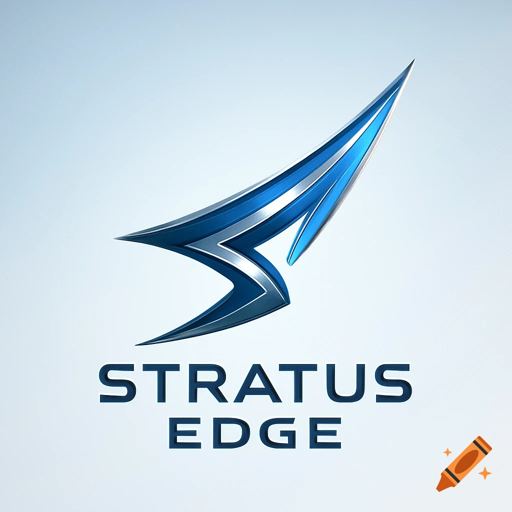 A sleek blue and silver logo featuring an upward-pointing, stylized 'S' shape with the text 'STRATUS EDGE' below it.