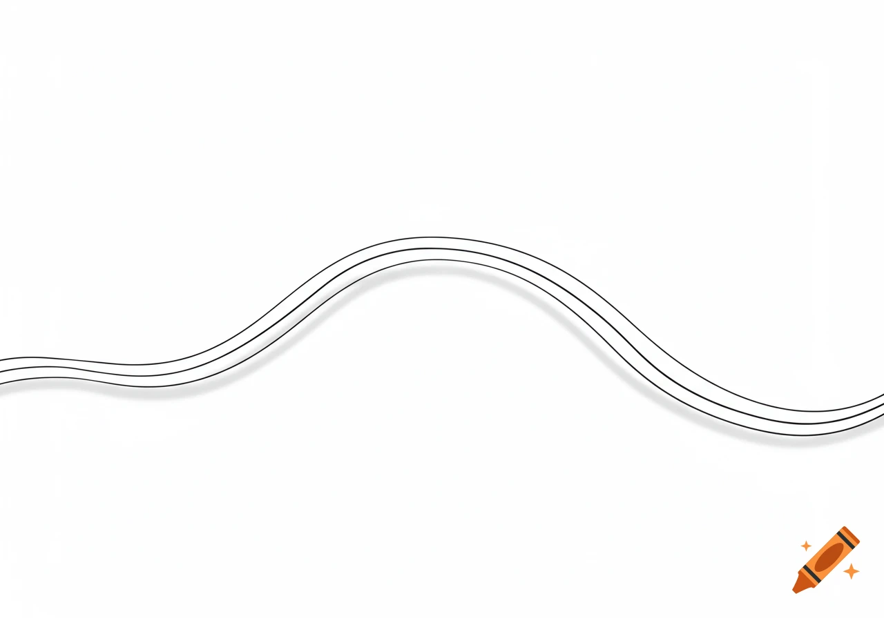 A minimalist black and white illustration of a wavy, double-lined curve against a white background.