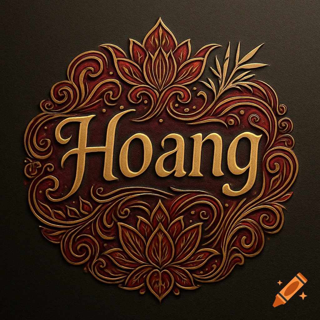 Ornate gold and red Vietnamese-style logo with the name Hoang embossed in the center.