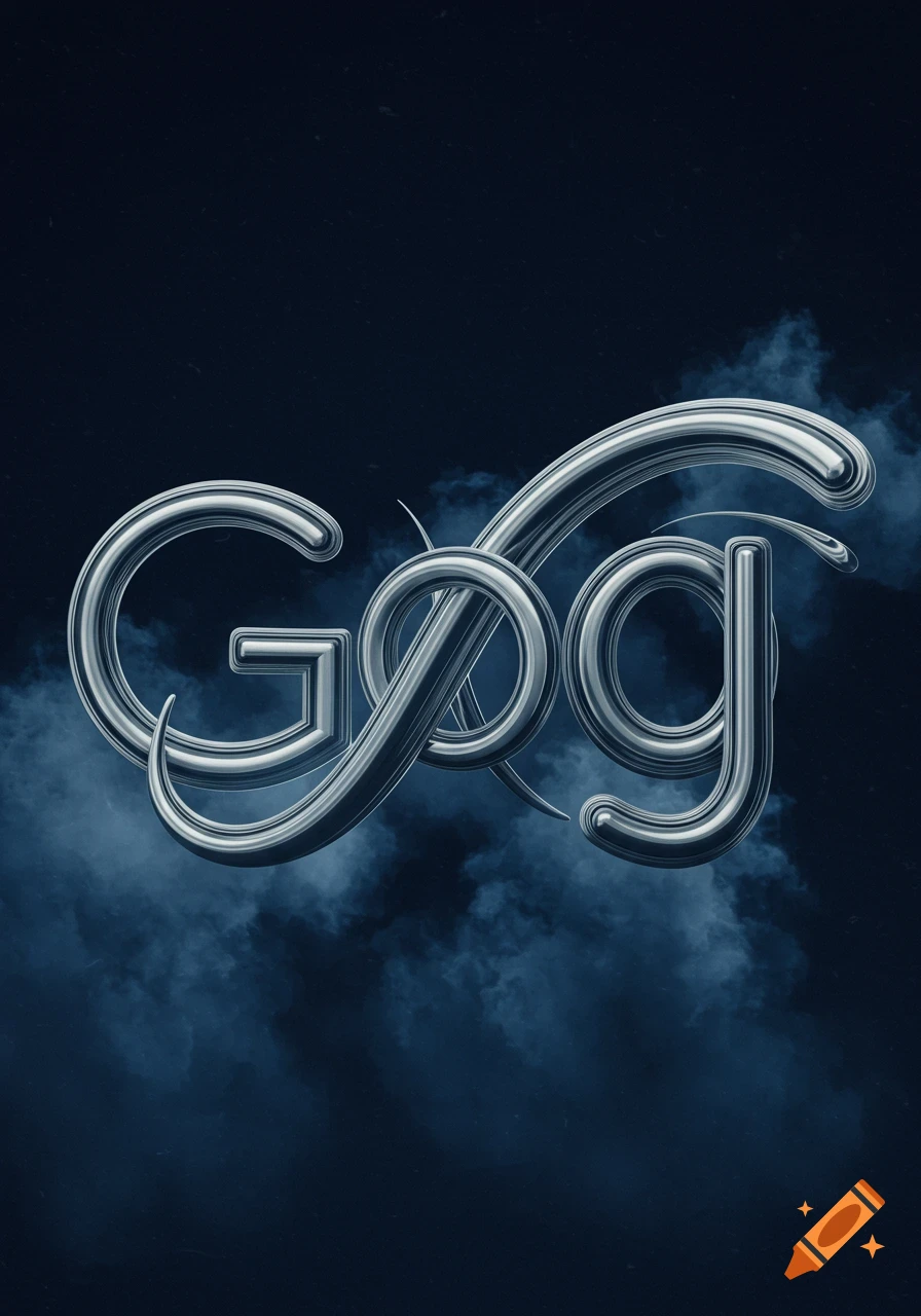 Shiny silver 3D letters spell 'GOG' amidst blue smoke on a dark background.