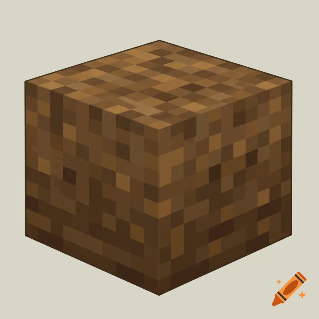 A pixel art Minecraft dirt block on a plain background.