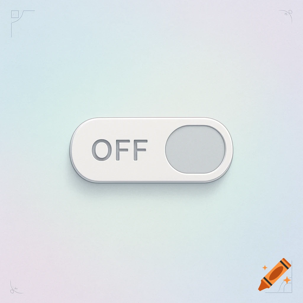 A minimalist toggle switch displaying the word 'OFF' on a soft, pastel gradient background.