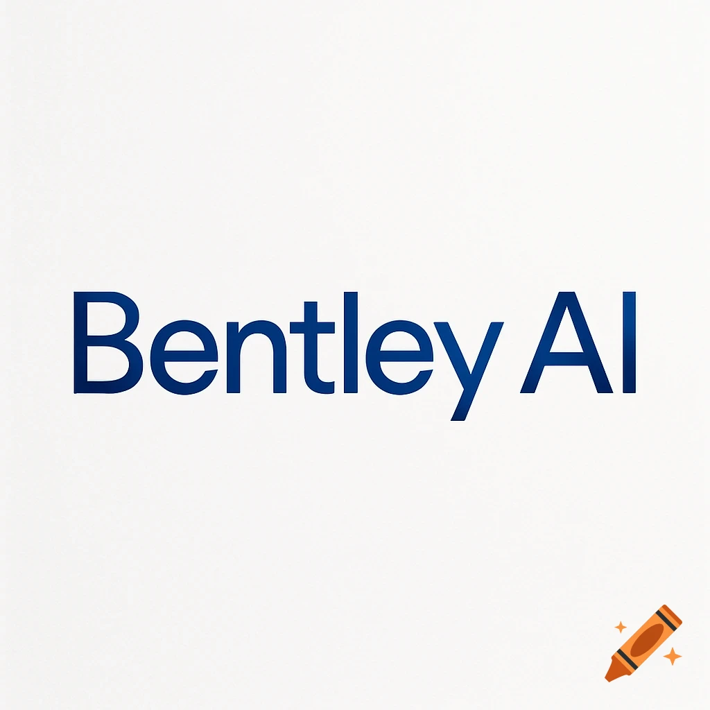 Blue "Bentley AI" wordmark logo on a white background, in a modern minimalist style.