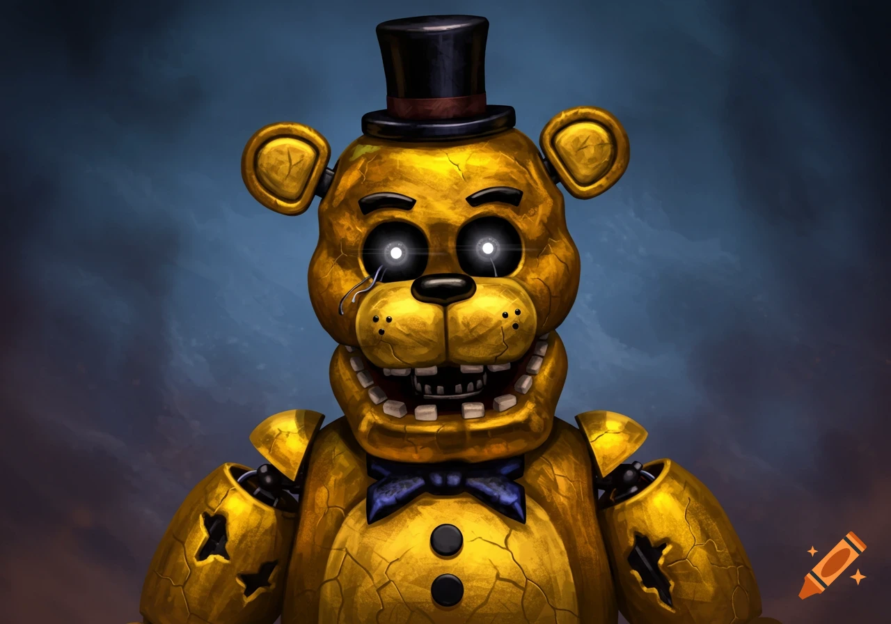 28 Collection Of Fnaf Golden Freddy Drawing - Fnaf Golden Freddy Drawing -  (1024x1024) Png Clipart Download, image size:1280x896
