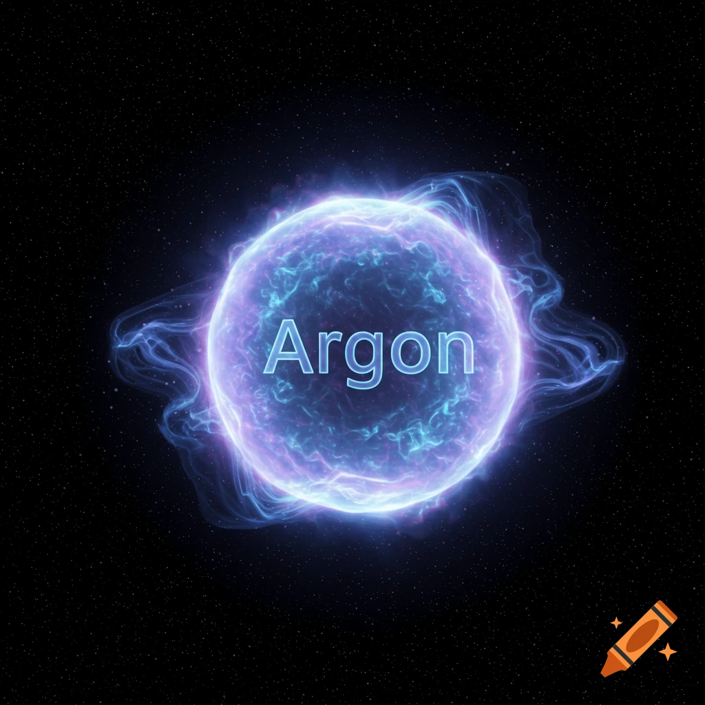 Glowing blue and purple orb with 'Argon' written on it, against a dark starry space background.