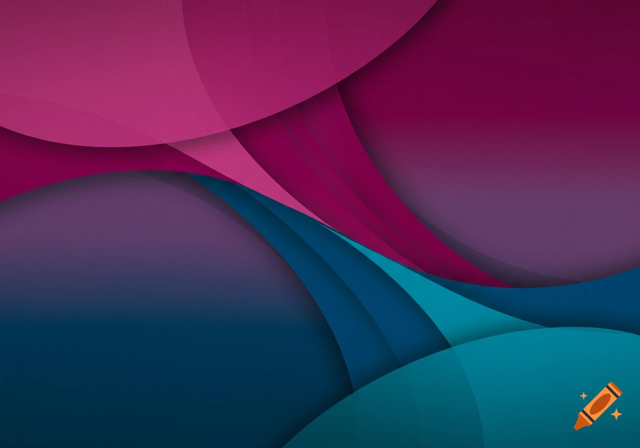 Abstract wallpaper with curved, overlapping shapes in fuchsia, magenta, deep purple, and teal colors.