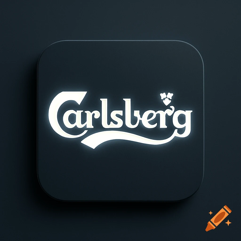 White glowing Carlsberg logo on a dark, rounded square icon.