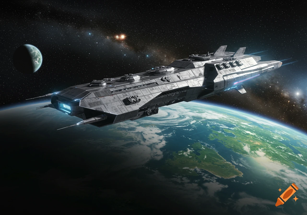 Halo Unsc Spaceship created on Craiyon, image size:1280x896