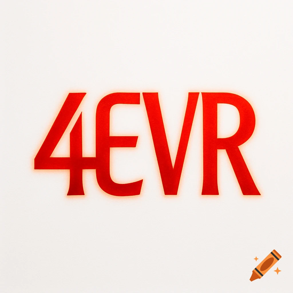 Red glowing logo displaying '4EVR' on a white background.