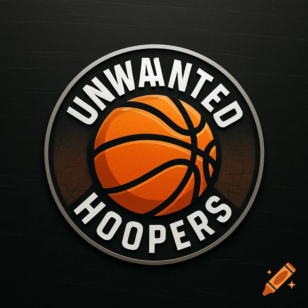 A circular logo featuring an orange basketball with the words 'UNWANTED HOOPERS' arched around it on a dark textured background.