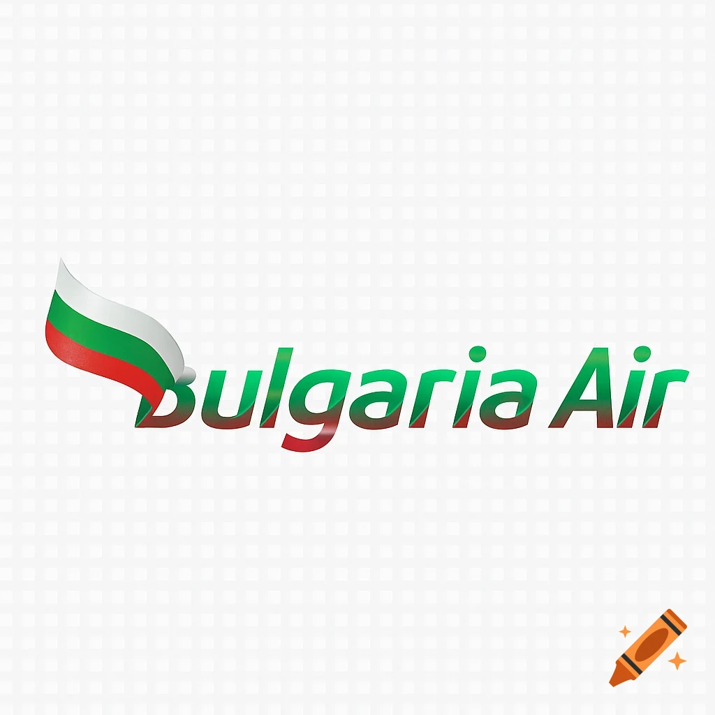 Logo for Bulgaria Air featuring a waving Bulgarian flag design integrated with the text in green and red.