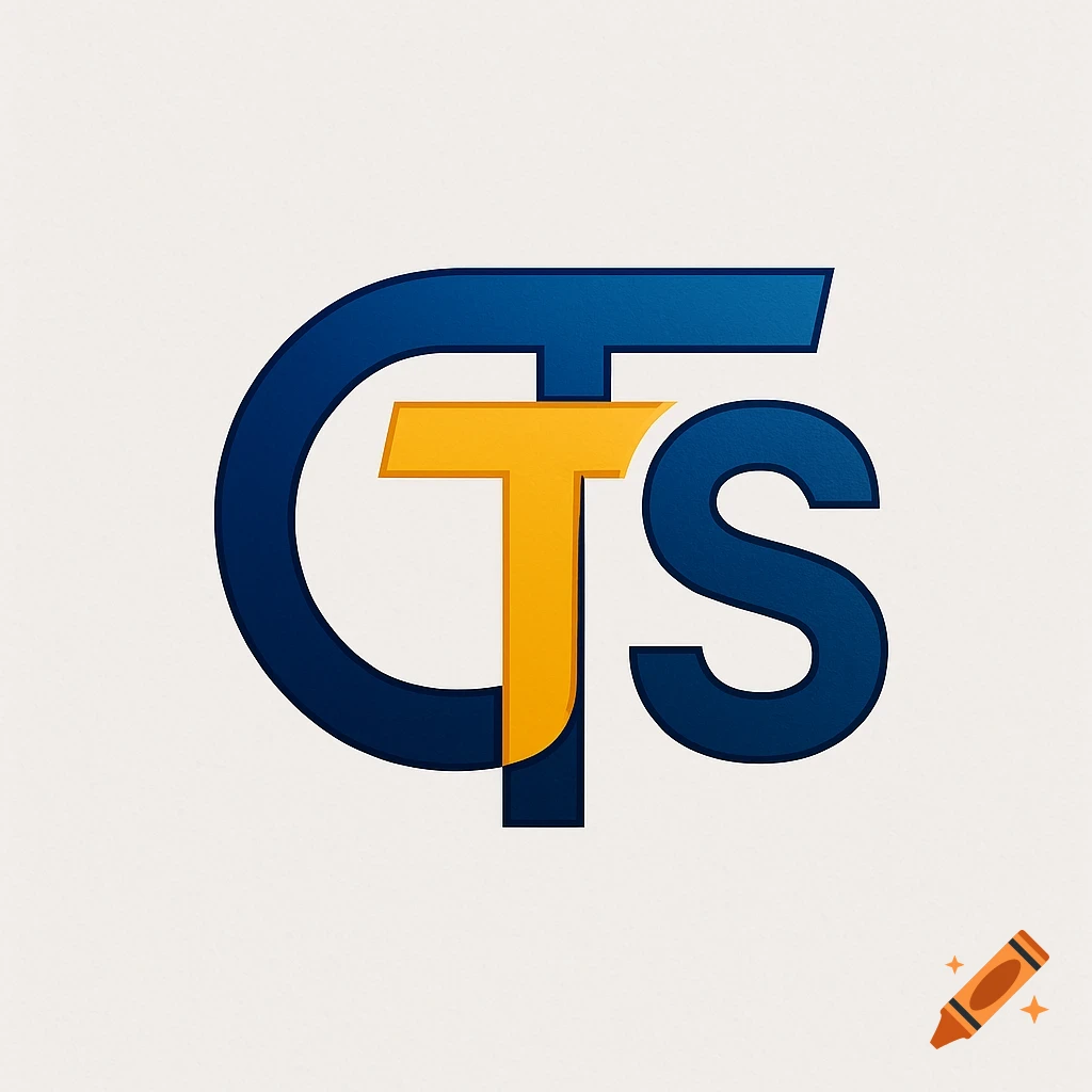 Blue and yellow stylized logo featuring the letters C, T, and S integrated together.