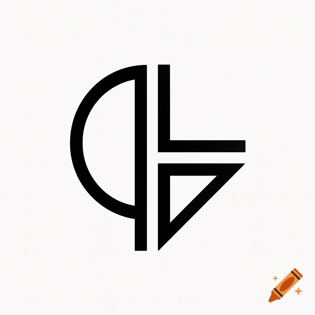 A black, minimalist geometric logo resembling stylized letters D and L on a white background.