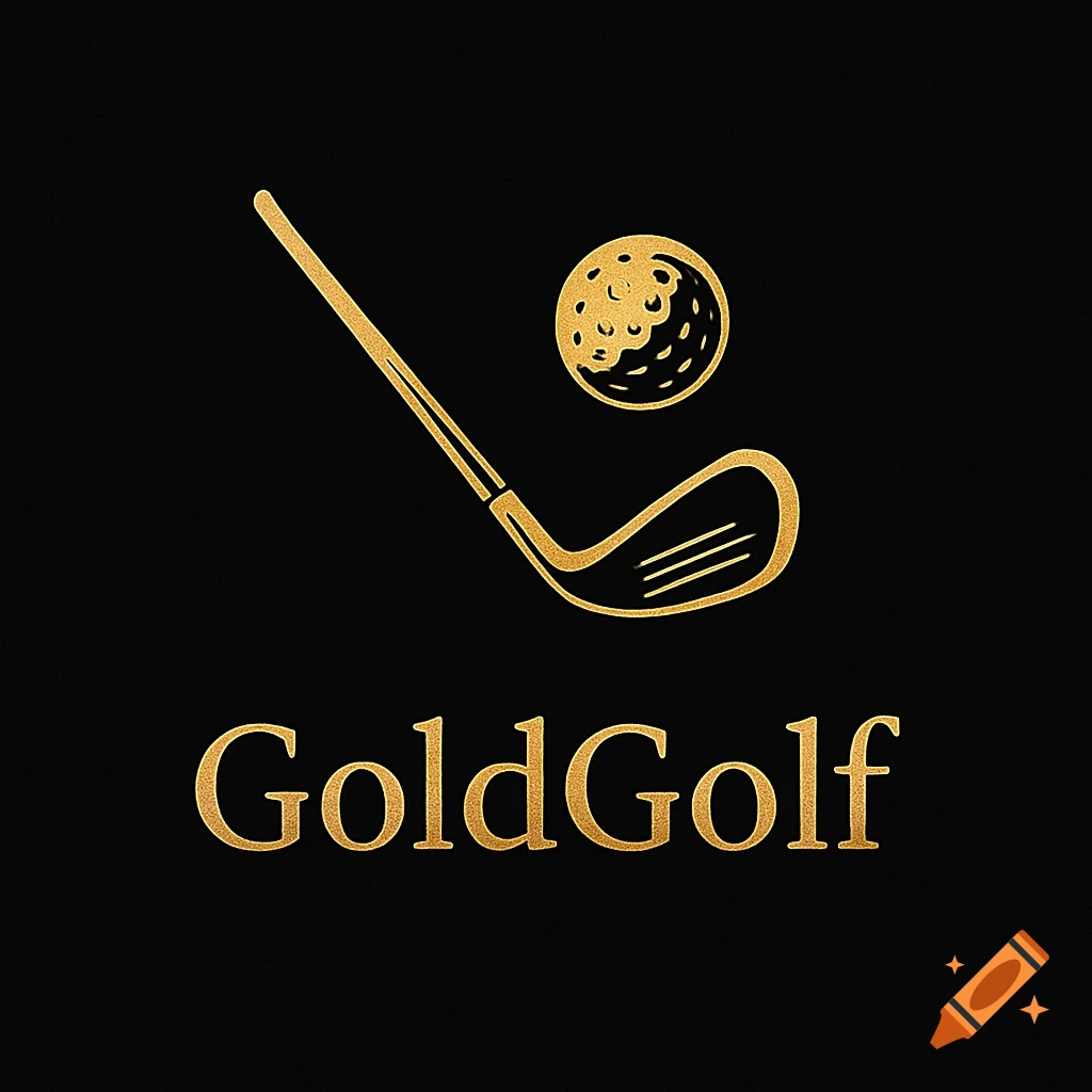 GoldGolf logo featuring a golf club and ball in gold on a black background.