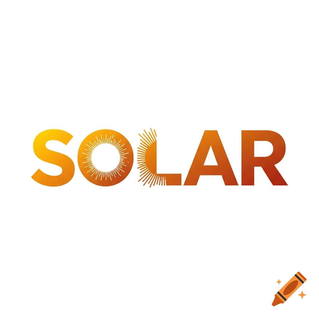 A logo for the word 'SOLAR' in an orange gradient, with sun rays forming the 'O' and part of the 'L' character.