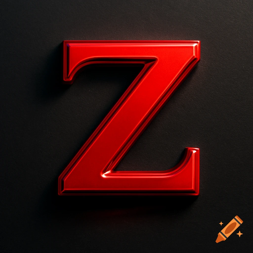 A bright red embossed letter Z as a logo on a dark background.