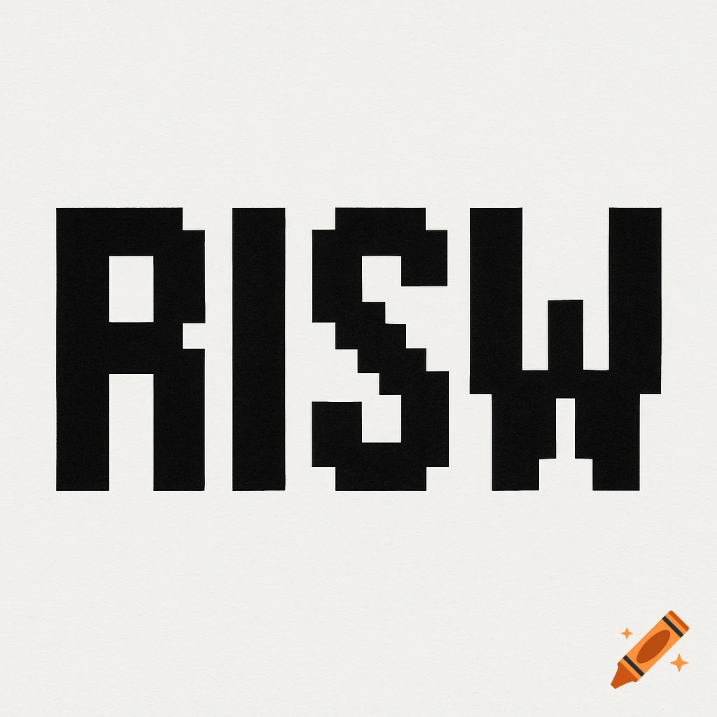 Pixelated black RISW logo on a white background.