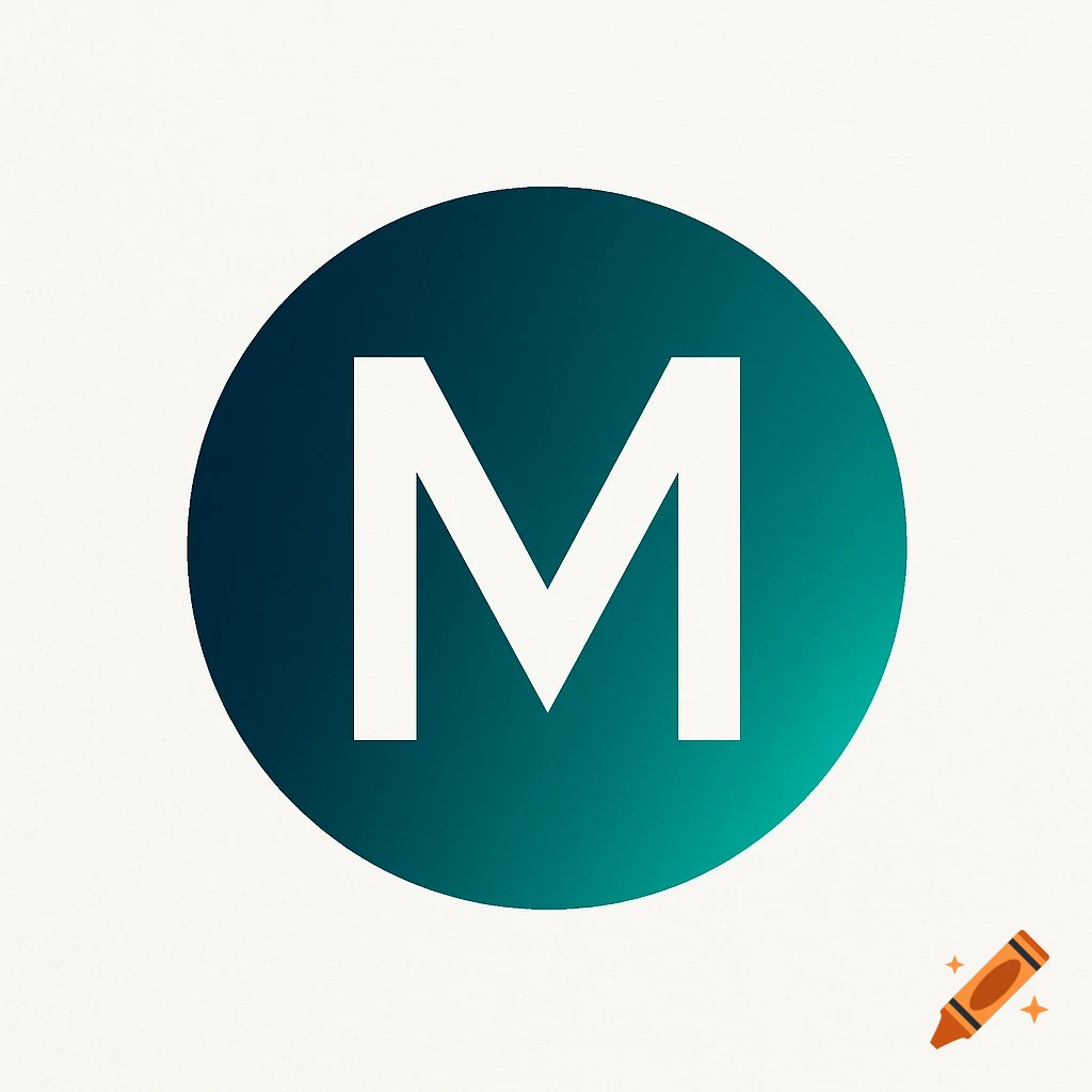 A white capital letter M inside a circular teal to dark blue gradient logo.