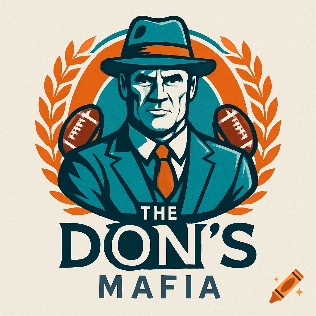 A stylized logo featuring a man in a fedora and suit, flanked by two footballs and a laurel wreath, with the text 'THE DON'S MAFIA'.
