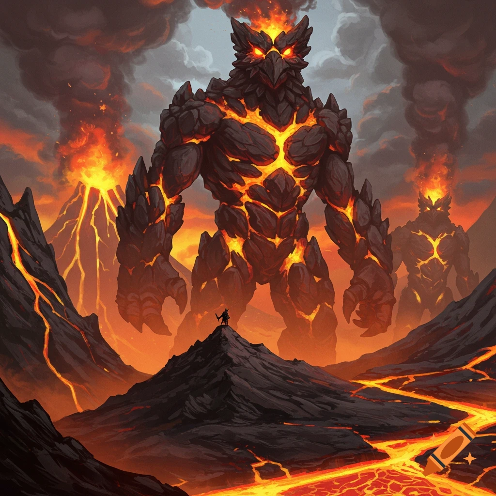 Image of a magma volcano elemental on Craiyon, image size:1024x1024