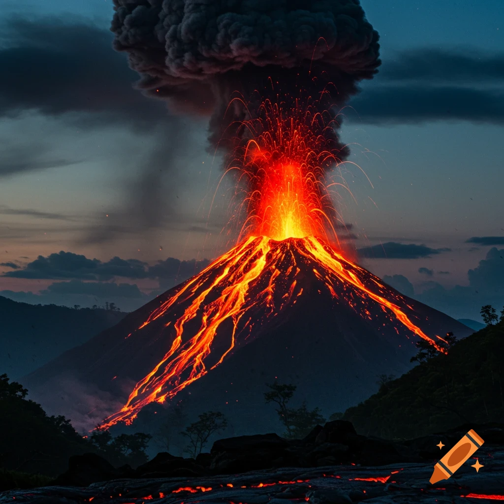 Mount Galunggung Eruption created on Craiyon, image size:1024x1024