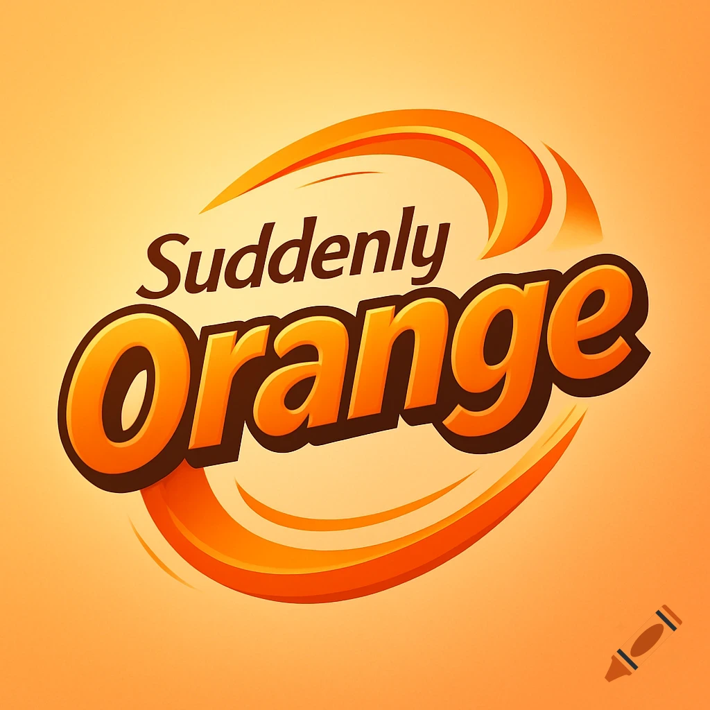 An orange and brown logo featuring the words "Suddenly Orange" in a stylized font with a swirling accent.