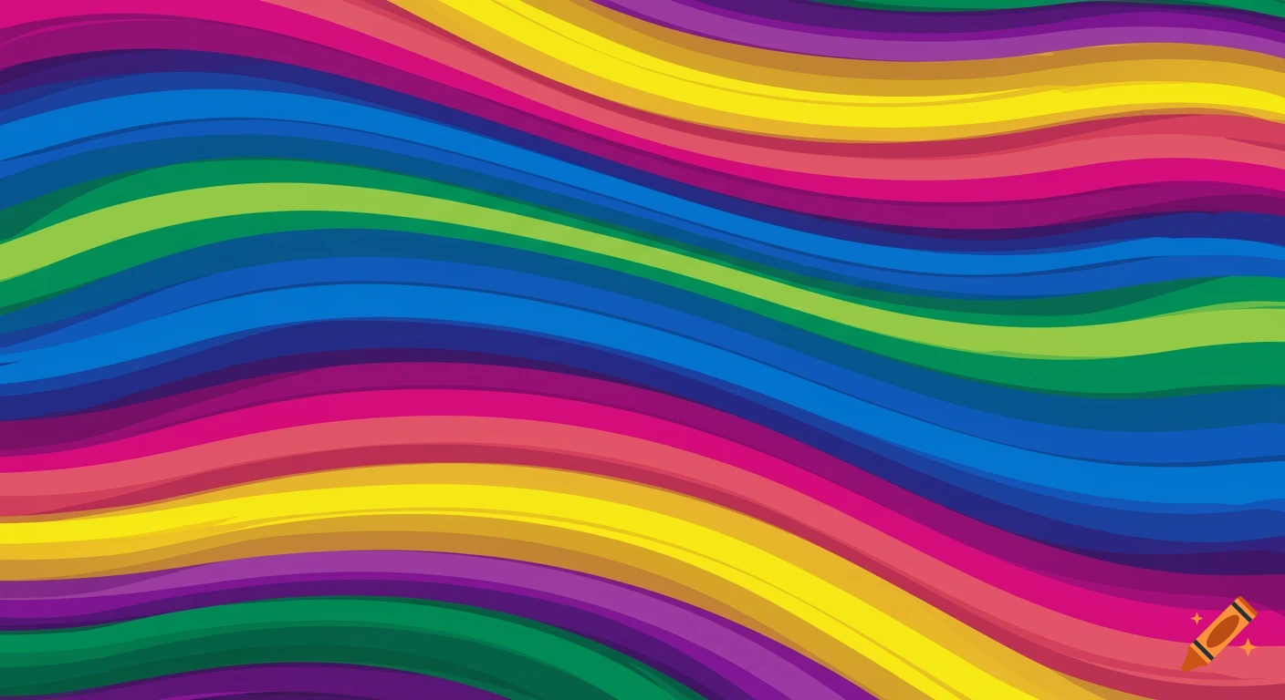 Abstract colorful wavy bands creating a vibrant pattern.