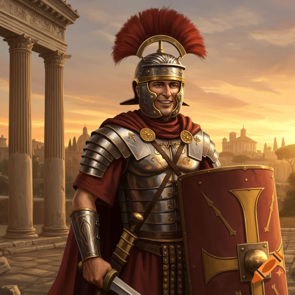 Illustration of a Roman Centurion created on Craiyon, image size:1024x1024