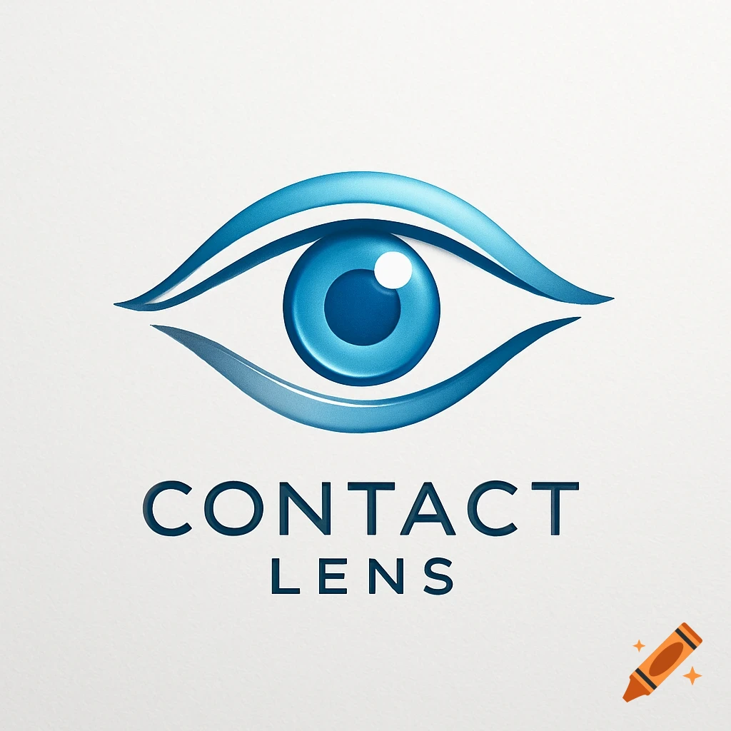 Stylized blue eye logo with 'CONTACT LENS' text on a light background.