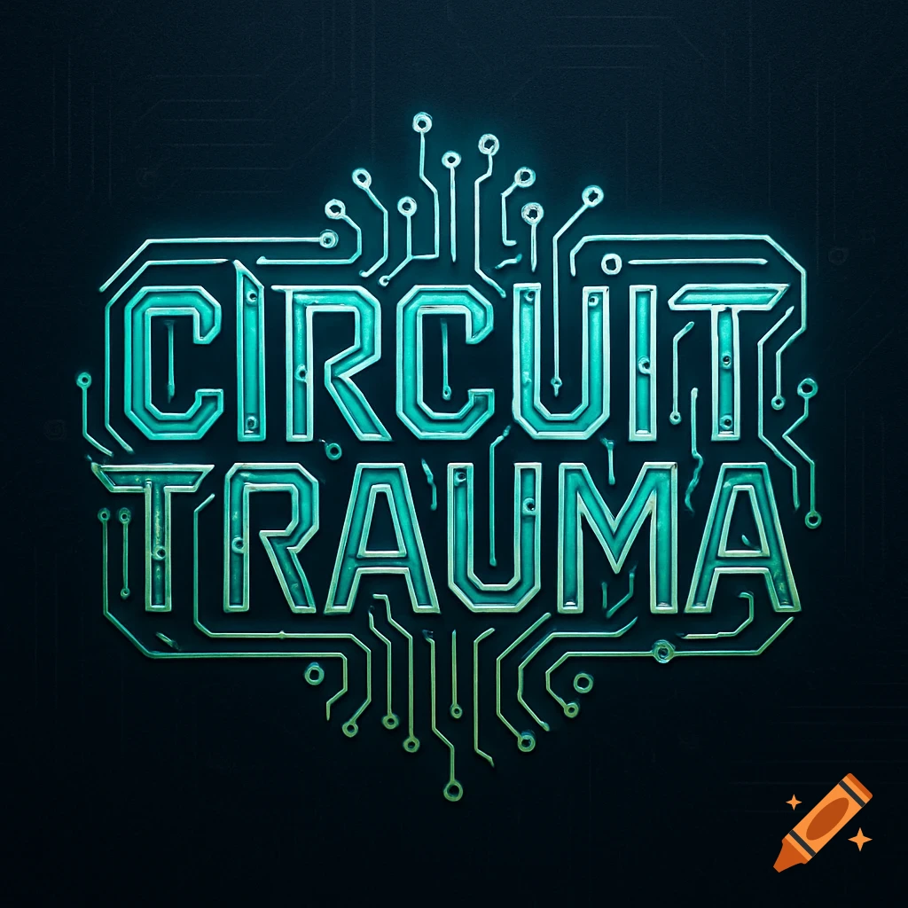 A glowing teal and green logo displaying the words "Circuit Trauma" in a circuit board style.