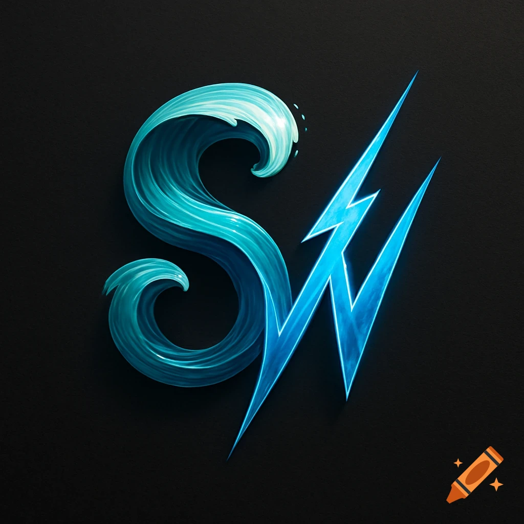 A stylized logo featuring a blue-green wave forming the letter 'S' and a bright blue lightning bolt forming the letter 'W' on a dark background.