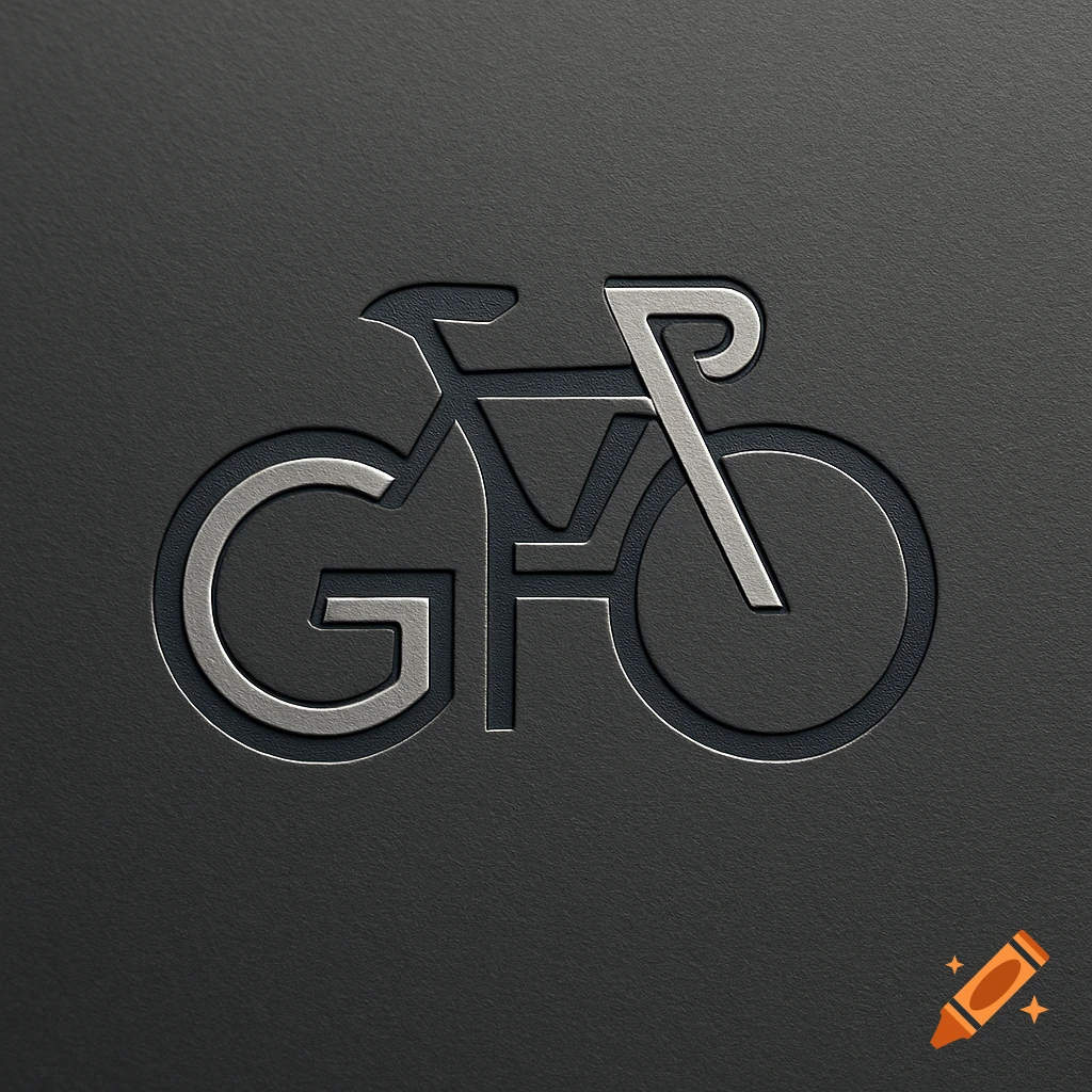 Silver embossed bicycle logo formed by the letters G, H, and T on a dark textured background.